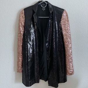 Ottmill Jabez by Nasty Gal Black/ Rose Gold Sequined Jacket Size- XS